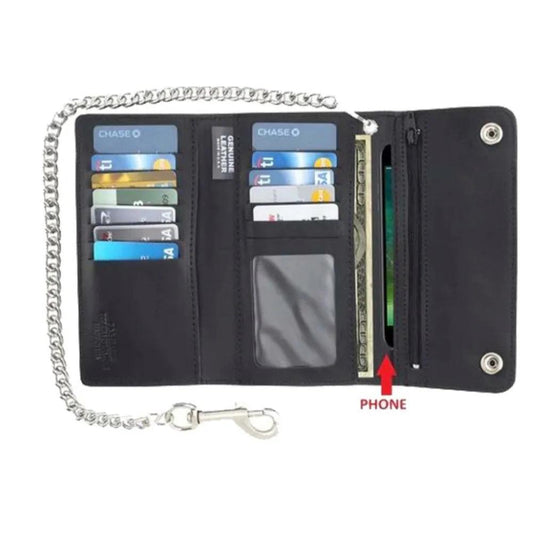 Black Trifold Biker Chain Wallet
