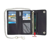 Black Trifold Biker Chain Wallet - Unik Just for Bikers - Flyclothing LLC