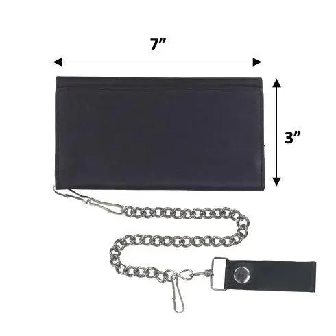 Black Trifold Leather Wallet - Unik Just for Bikers - Flyclothing LLC