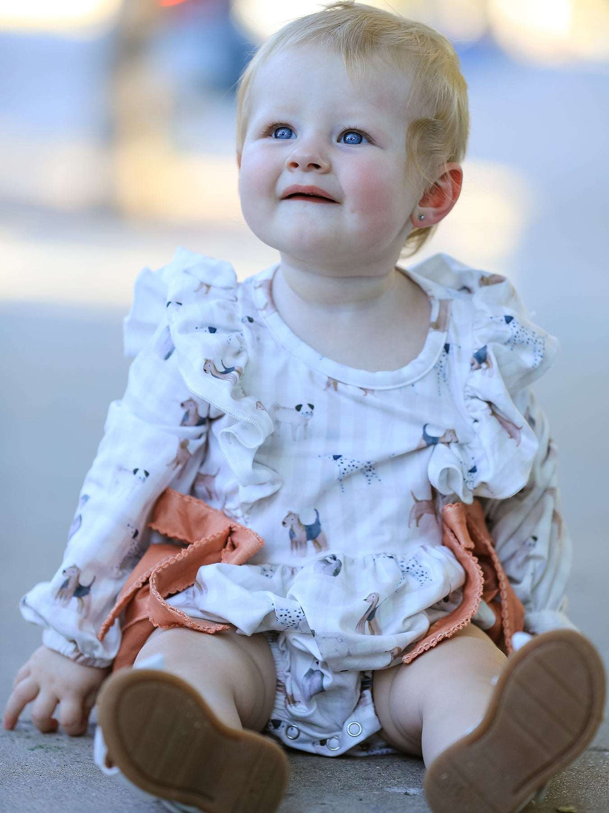 Fall Plaid Dog Print Girls Long Sleeve Romper - Rylee Faith Designs - Flyclothing LLC