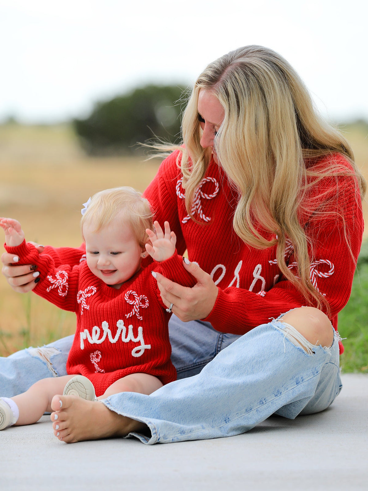 Christmas Candy Cane Merry Knit Baby Romper - Rylee Faith Designs - Flyclothing LLC
