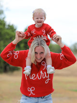 Christmas Candy Cane Merry Knit Baby Romper - Rylee Faith Designs - Flyclothing LLC