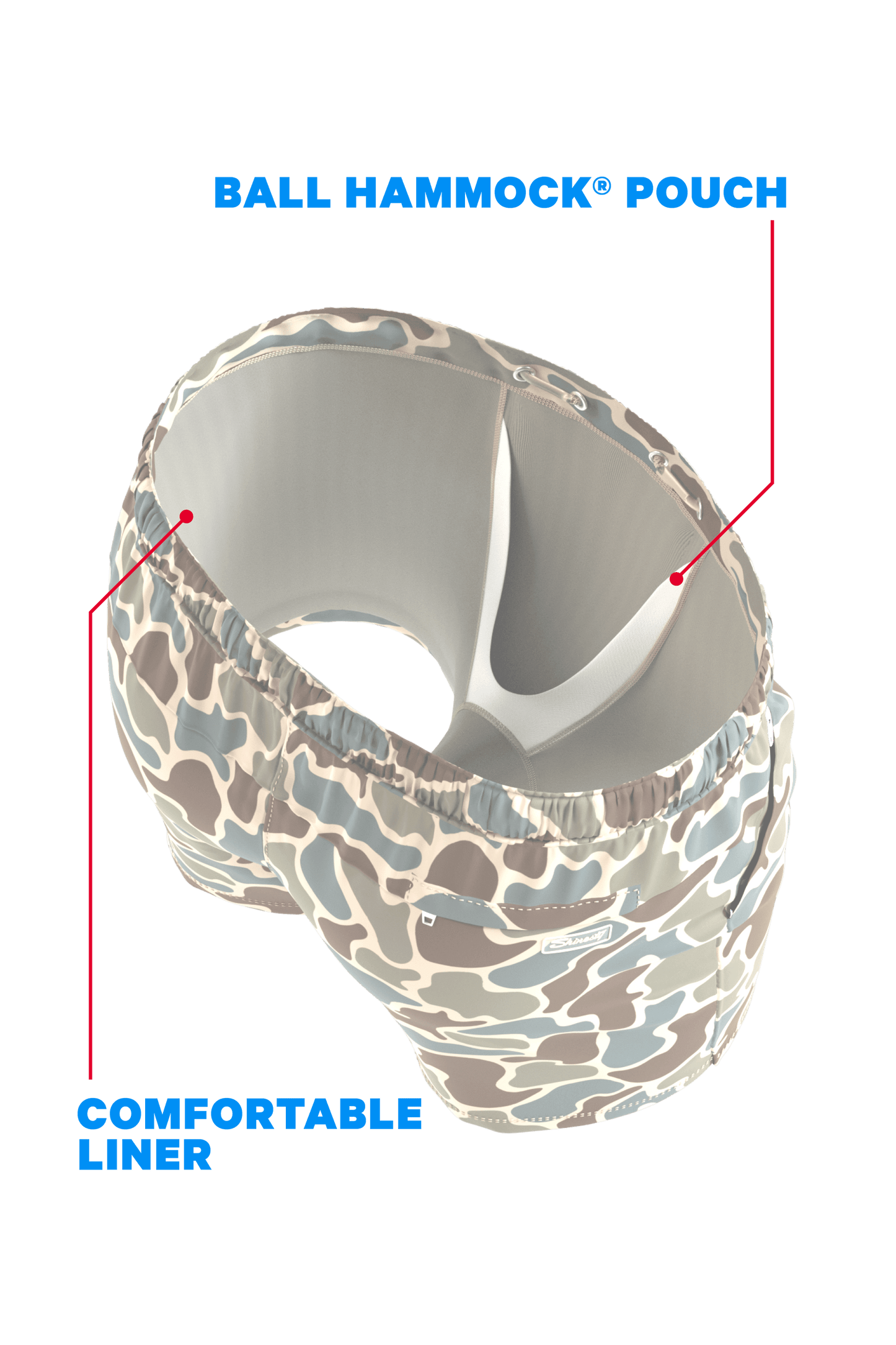The Blender | Grey Duck Camo Ball Hammock® Pouch 8" Swim Trunks - Shinesty - Flyclothing LLC