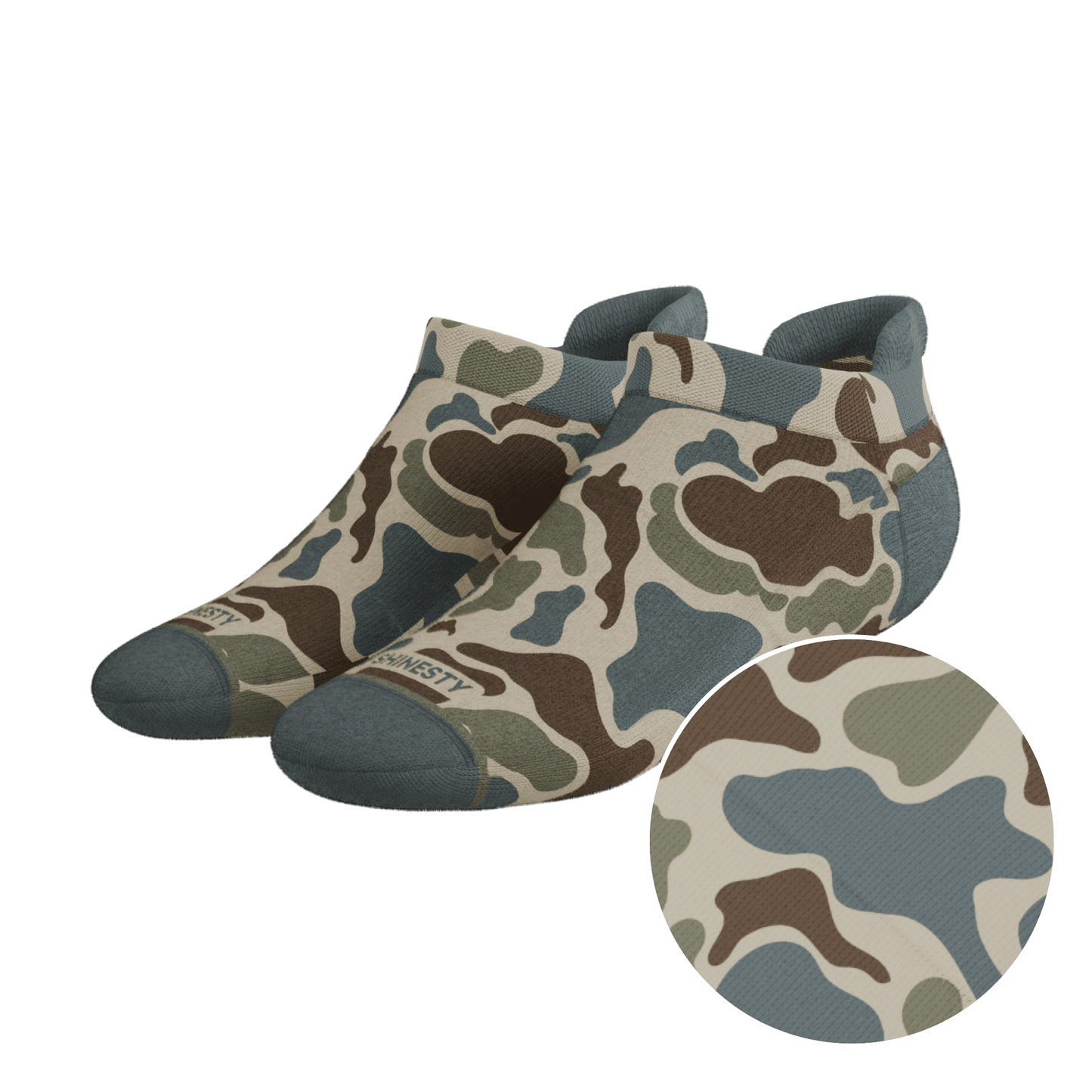 The Blender | Grey Duck Camo Heel Hammock™ Ankle Socks