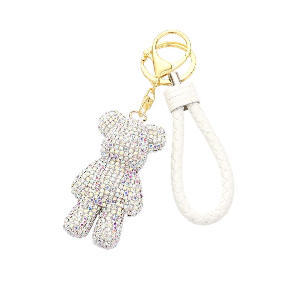 Bling Bear Figure Faux Leather Strap Bag Charm - Madeline Love - Flyclothing LLC