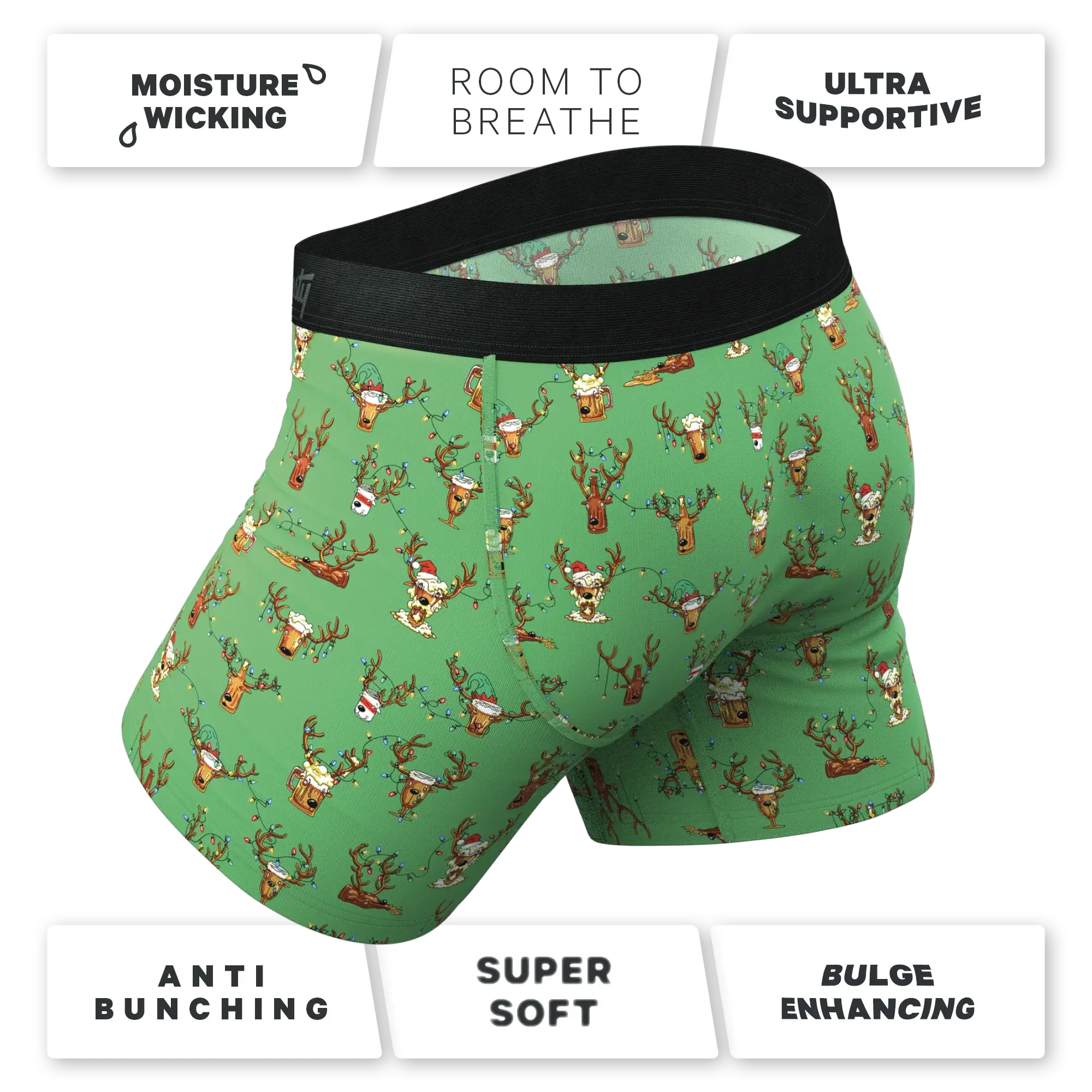 The Blitzened | Reindeer Beer Ball Hammock® Pouch Underwear With Fly - Shinesty - Flyclothing LLC