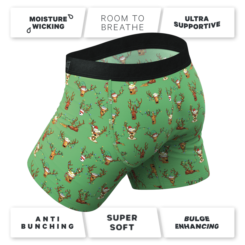 The Blitzened | Reindeer Beer Ball Hammock® Pouch Underwear With Fly - Shinesty - Flyclothing LLC
