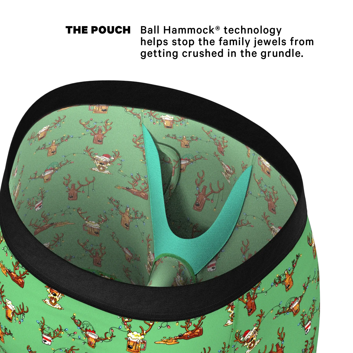 The Blitzened | Reindeer Beer Long Leg Ball Hammock® Pouch Boxers With Fly - Shinesty - Flyclothing LLC