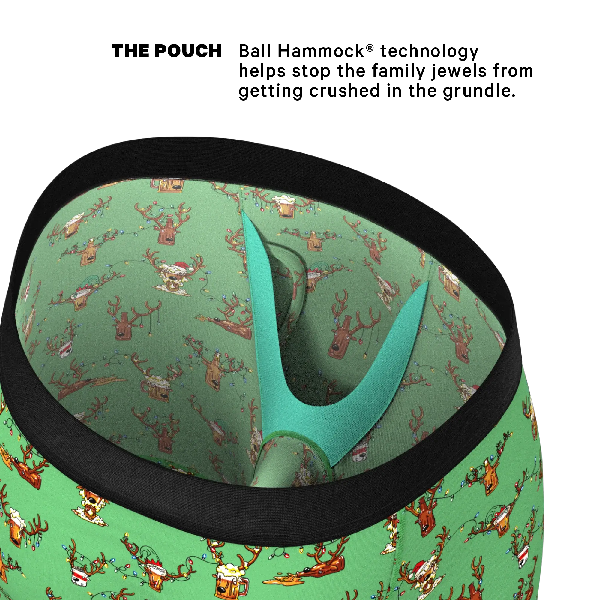 The Blitzened | Reindeer Beer Long Leg Ball Hammock® Pouch Boxers With Fly - Shinesty - Flyclothing LLC