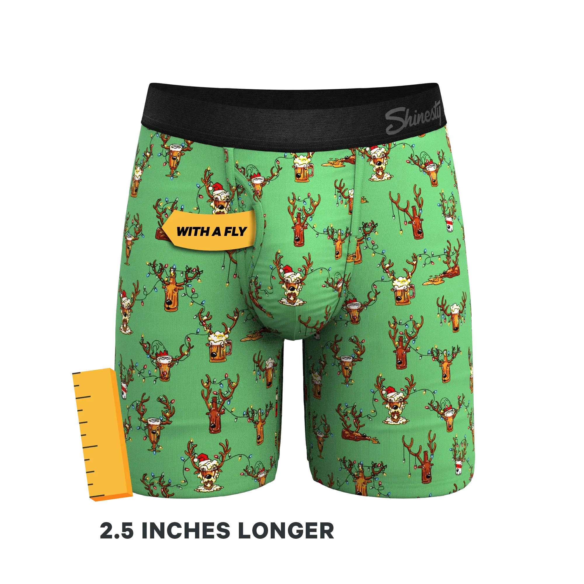 The Blitzened | Reindeer Beer Long Leg Ball Hammock® Pouch Boxers With Fly - Shinesty - Flyclothing LLC