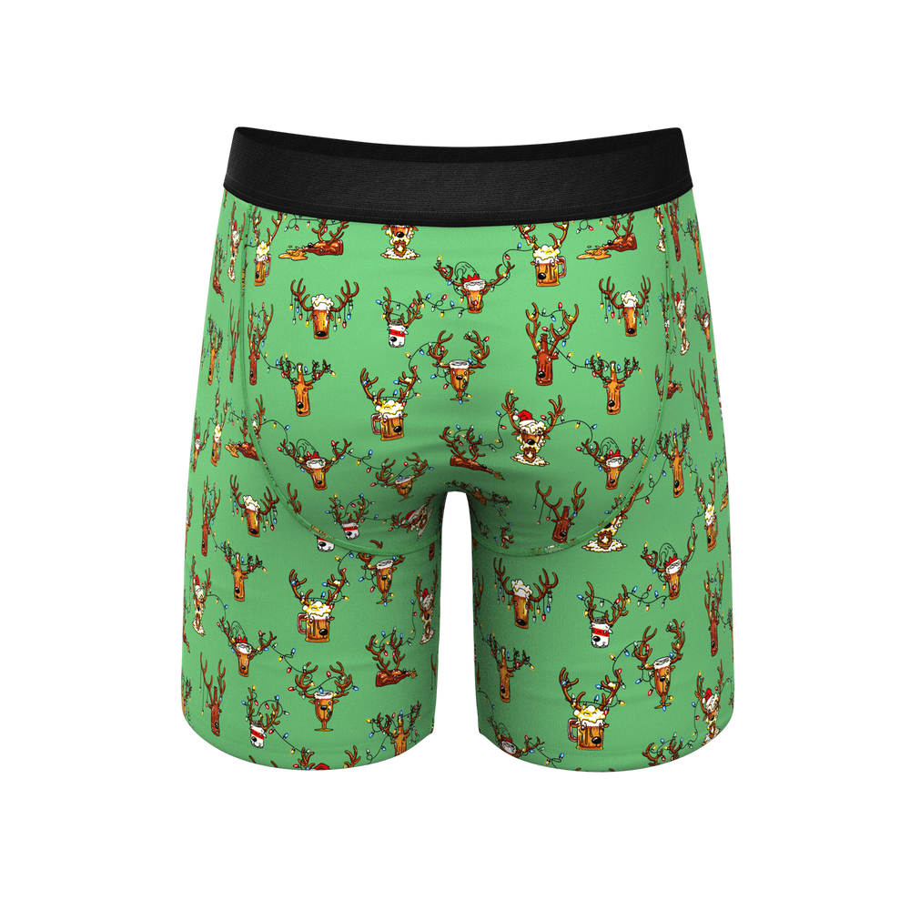 The Blitzened | Reindeer Beer Long Leg Ball Hammock® Pouch Boxers With Fly - Shinesty - Flyclothing LLC