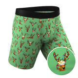 The Blitzened | Reindeer Beer Long Leg Ball Hammock® Pouch Boxers With Fly - Shinesty - Flyclothing LLC