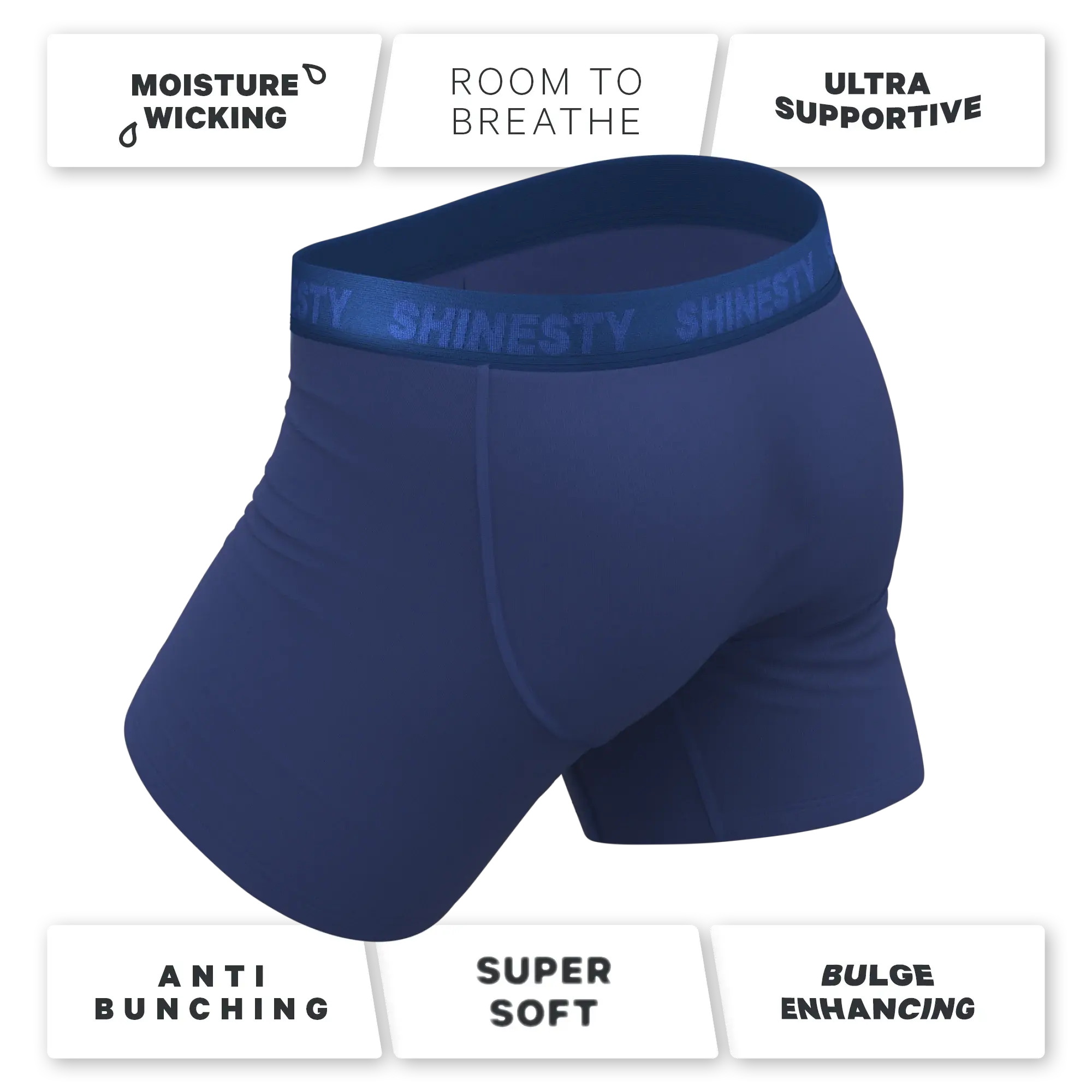 The Bloom Moon | Tonal Navy Ball Hammock® Pouch Underwear With Fly - Shinesty - Flyclothing LLC