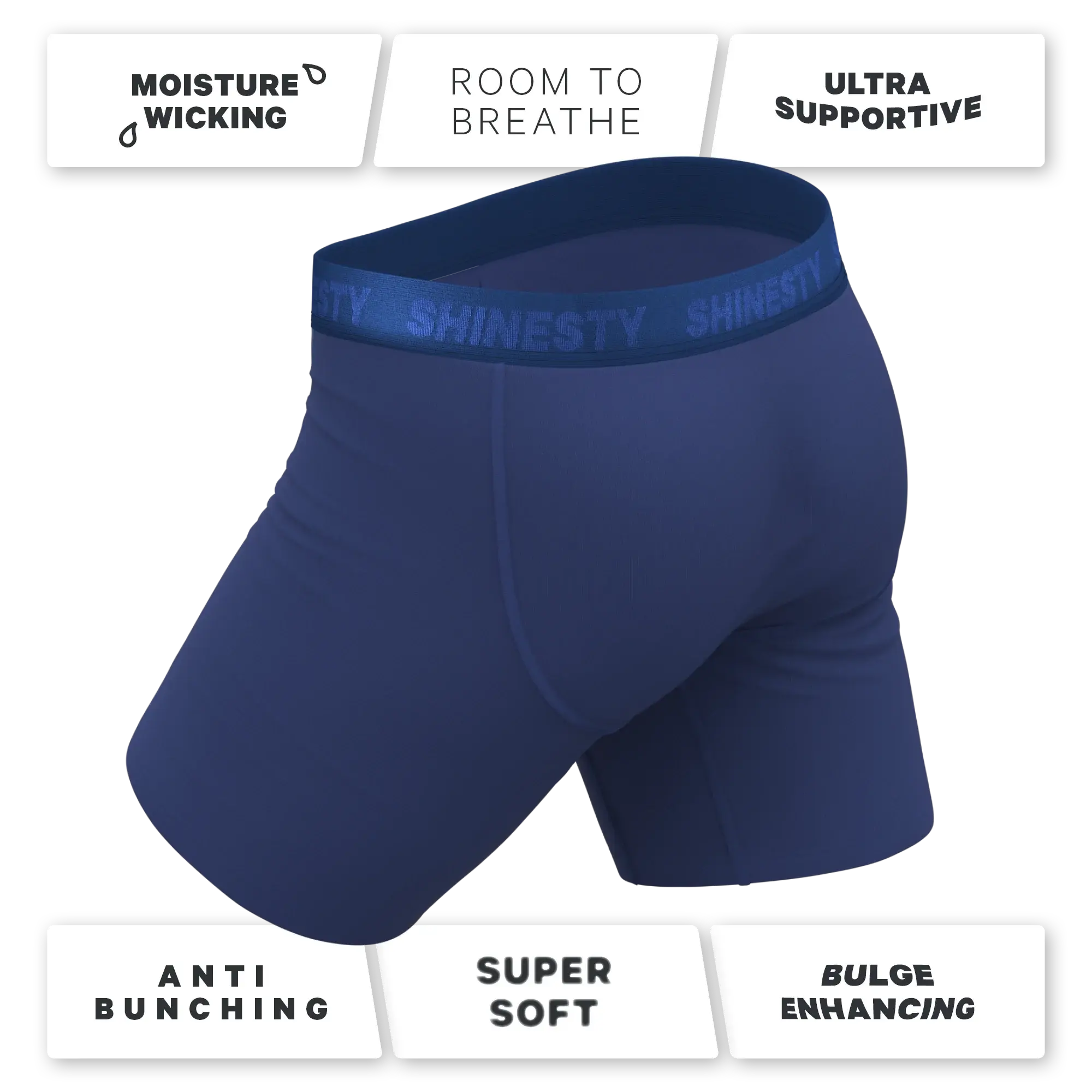 The Bloom Moon | Tonal Navy Long Leg Ball Hammock® Pouch Underwear With Fly - Shinesty - Flyclothing LLC