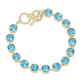 14K Gold Plated Square CZ Stone Link Evening Toggle Bracelet - Madeline Love - Flyclothing LLC