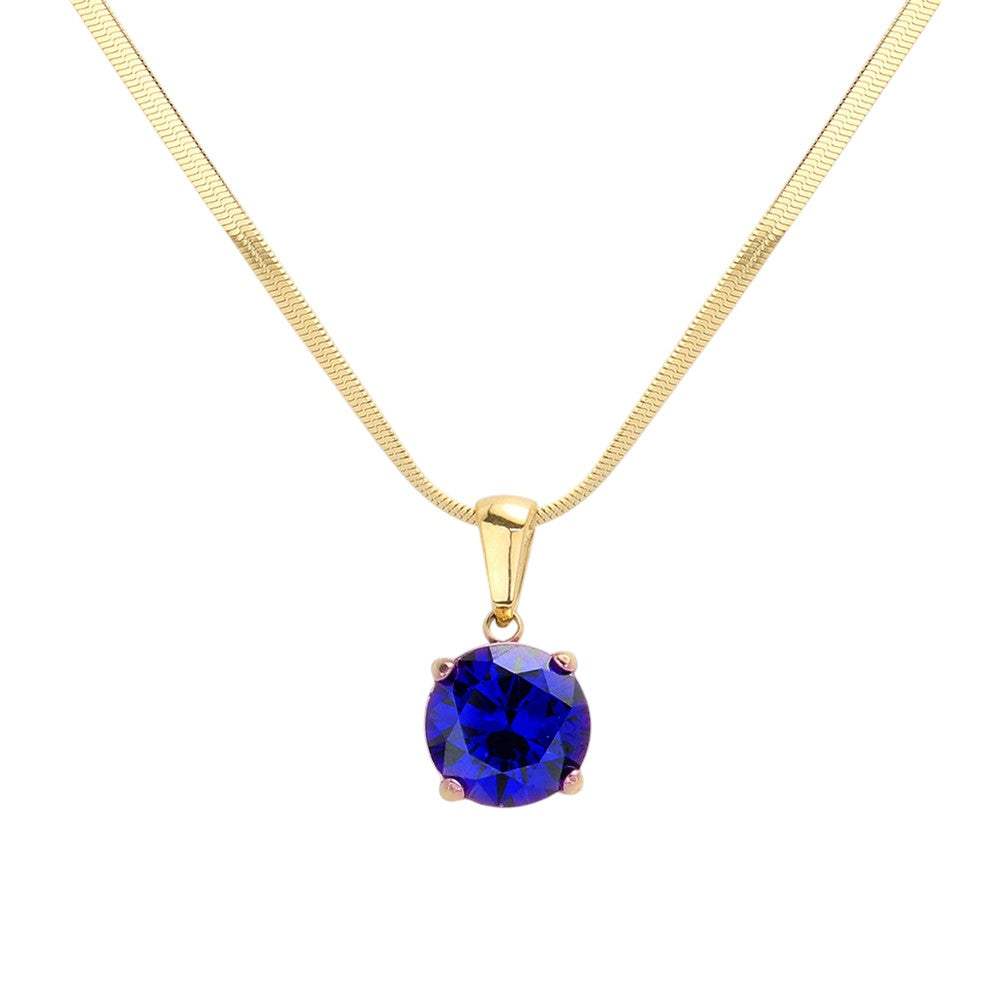 18K Gold Dipped Stainless Steel CZ Round Pendant Necklace - Madeline Love - Flyclothing LLC