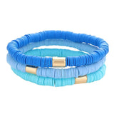 3PCS Metal Cylinder Heishi Beaded Stretch Bracelets - Madeline Love - Flyclothing LLC