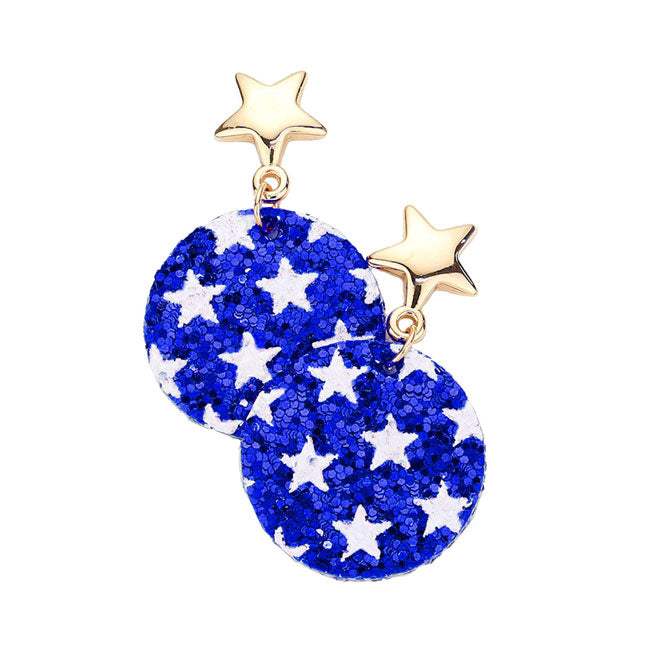 American USA Flag Round Dangle Earrings - Madeline Love - Flyclothing LLC