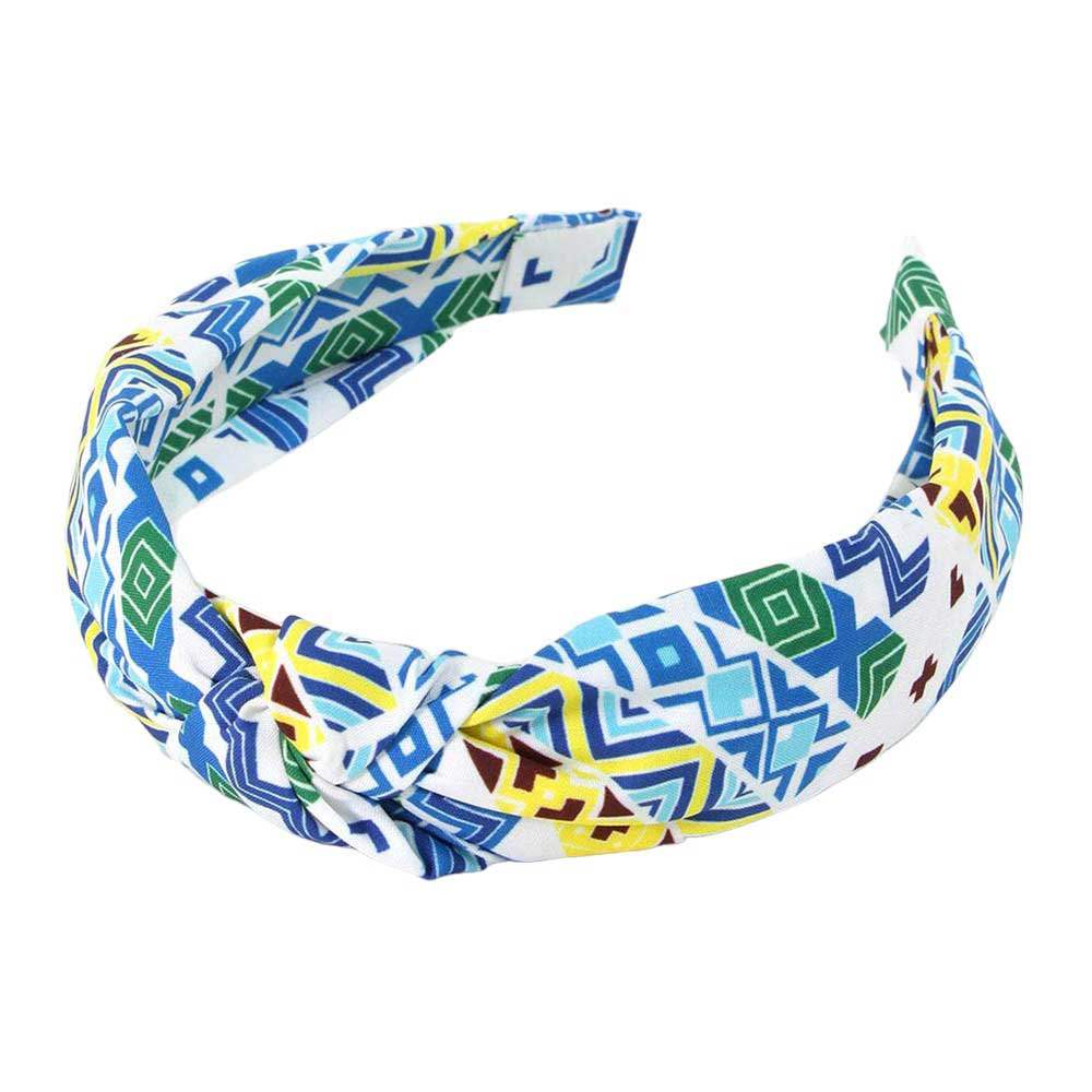 Aztec Patterned Burnout Knot Headband - Madeline Love - Flyclothing LLC