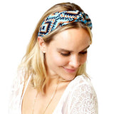 Aztec Patterned Twisted Headband - Madeline Love - Flyclothing LLC