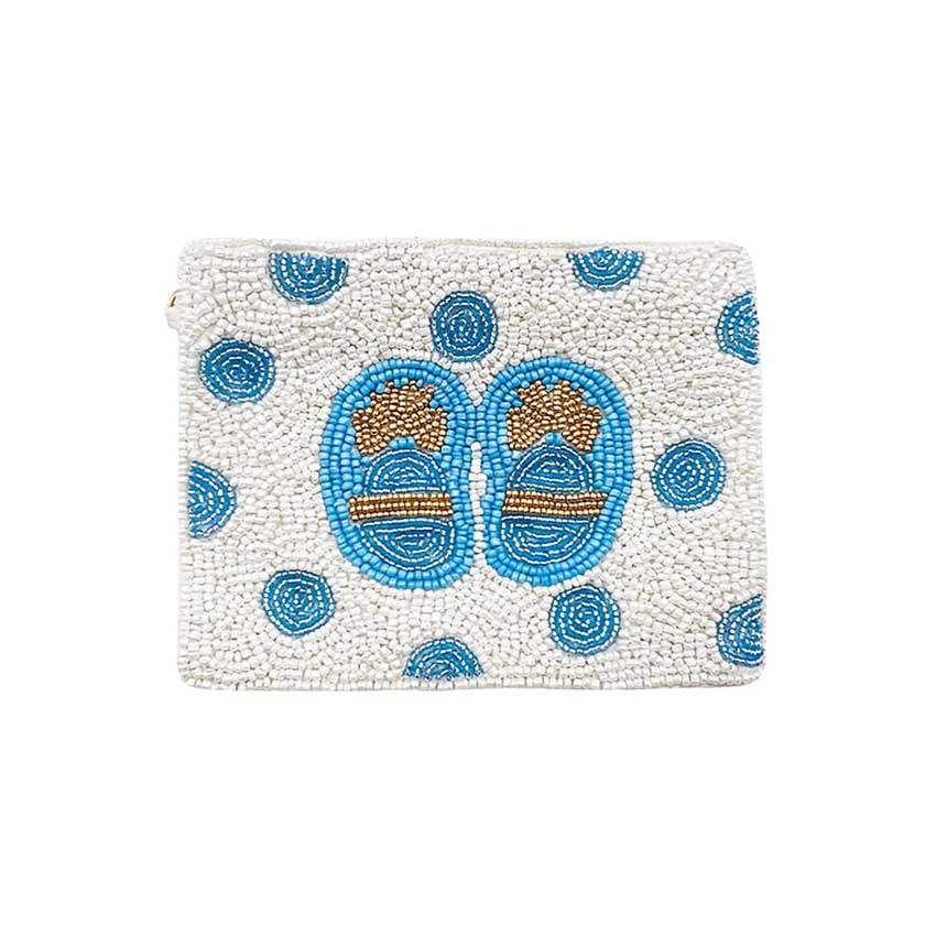 Baby Shoes Seed Beaded Mini Pouch Bag - Madeline Love - Flyclothing LLC