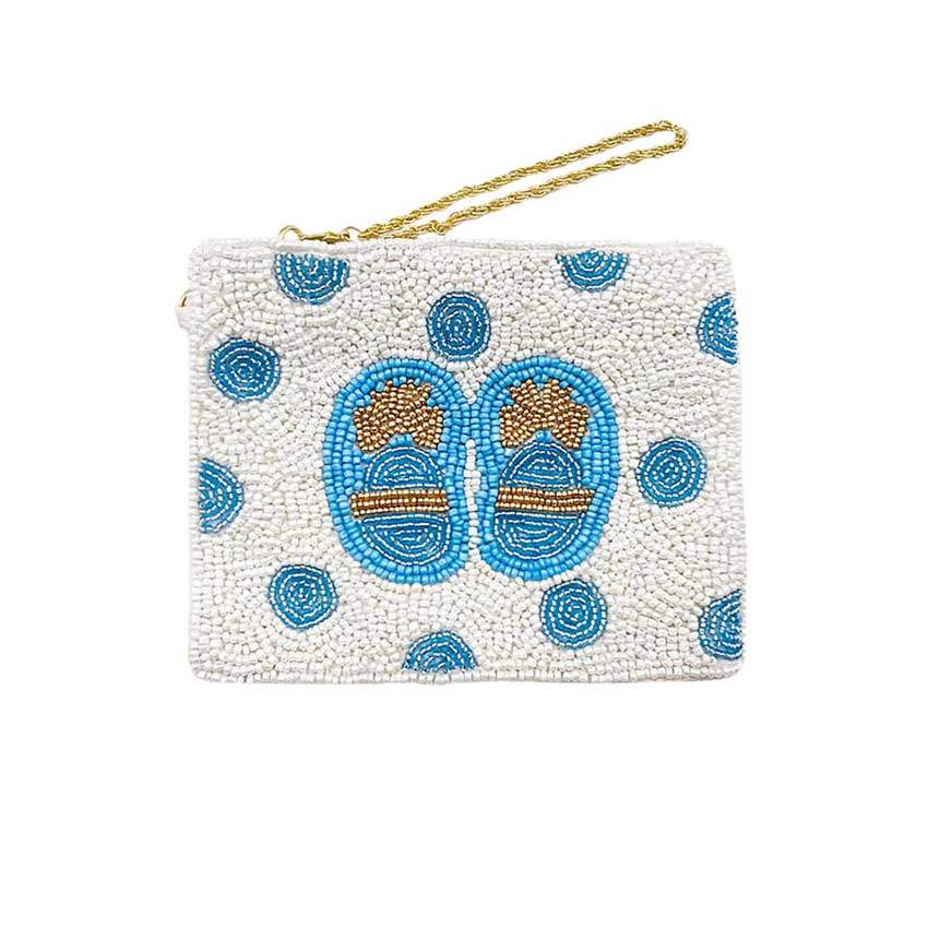 Baby Shoes Seed Beaded Mini Pouch Bag - Madeline Love - Flyclothing LLC