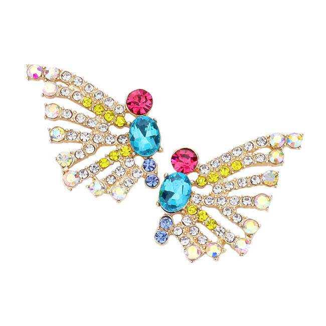 Bubble Stone Cluster Butterfly Evening Earrings - Madeline Love - Flyclothing LLC