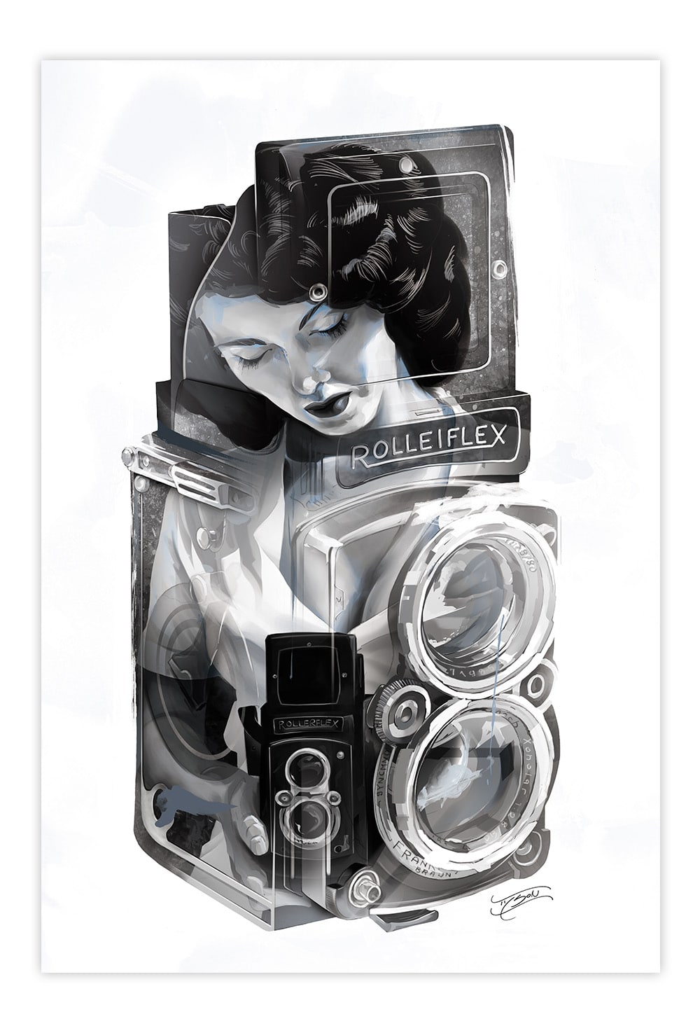 Black Market Art Company Blue Bunny Print