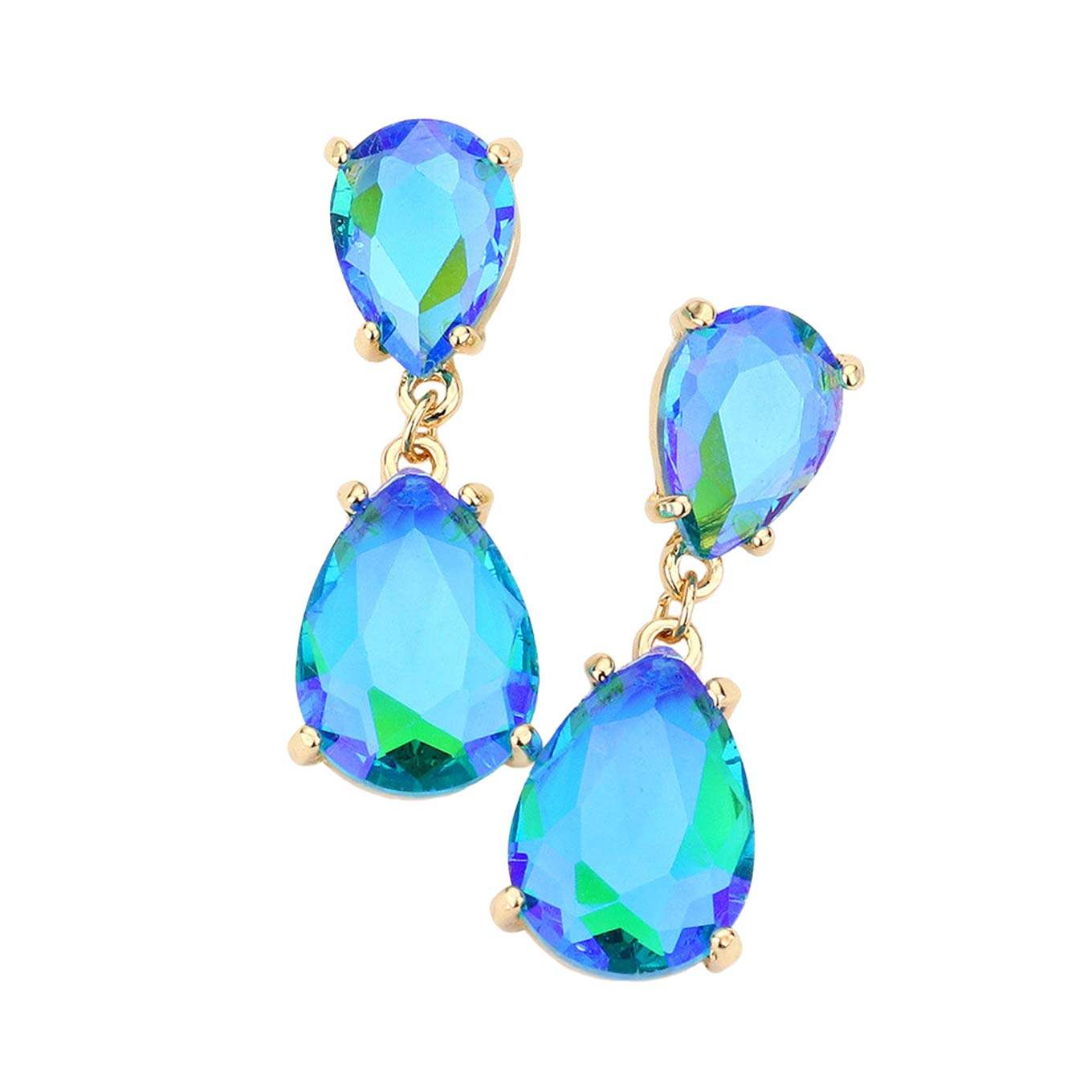 Double Teardrop Link Dangle Evening Earrings - Madeline Love - Flyclothing LLC