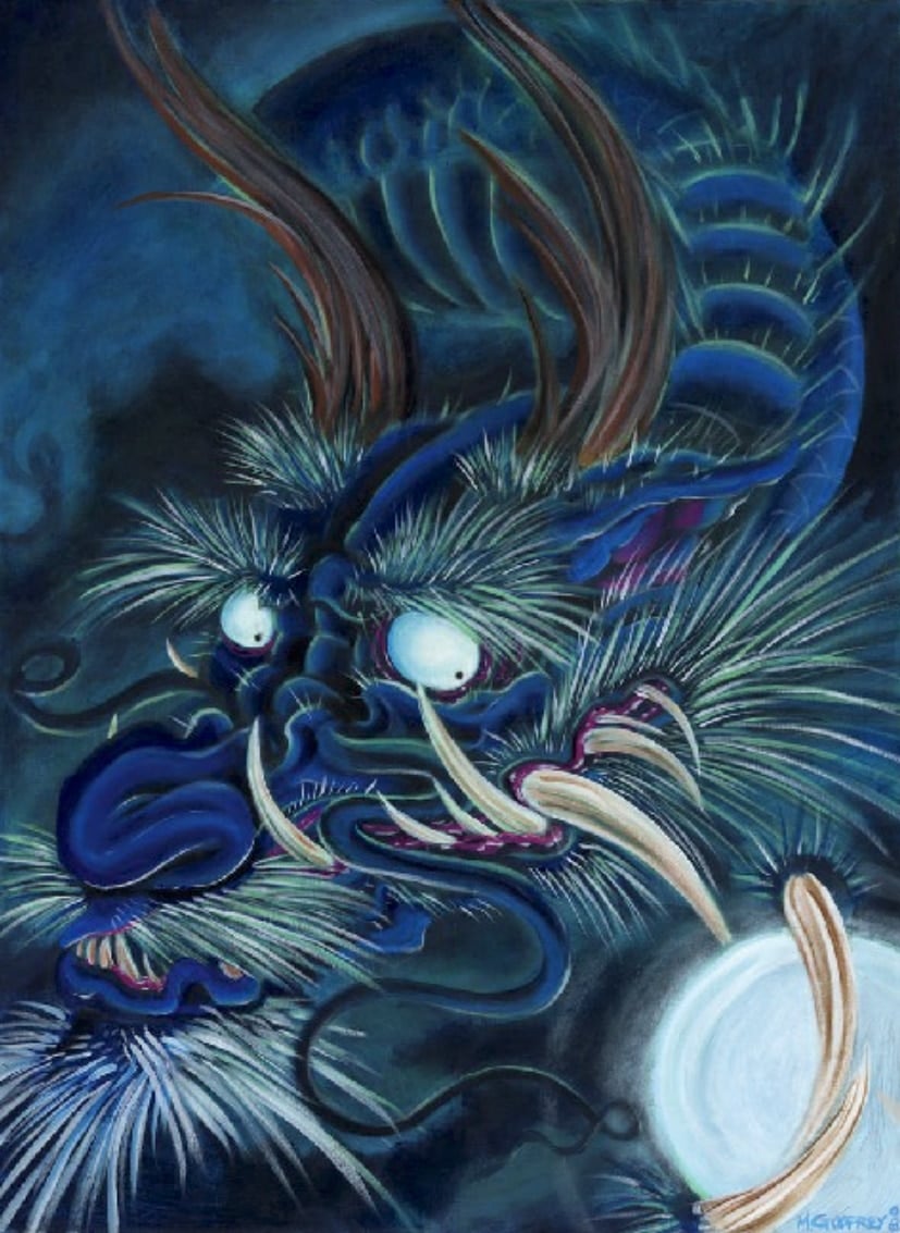 Black Market Art Company Blue Dragon Print