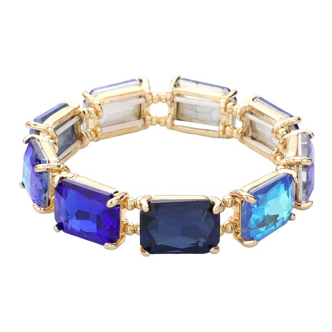 Emerald Cut Stone Stretch Evening Bracelet - Madeline Love - Flyclothing LLC