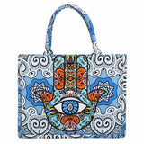 Evil Eye Hamsa Hand Printed Tote Bag - Madeline Love - Flyclothing LLC