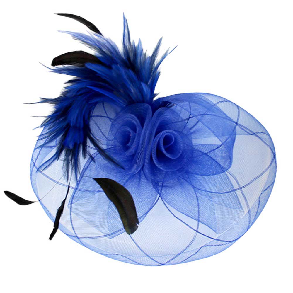 Feather Pearl Cluster Mesh Flower Fascinator Headband - Madeline Love - Flyclothing LLC