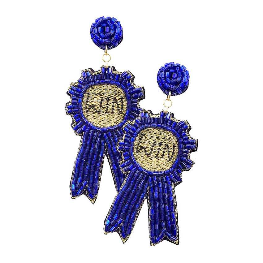 Felt Back Beaded Sports Winning Badge Dangle Earrings - Madeline Love - Flyclothing LLC