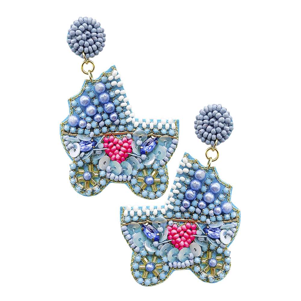 Felt Back Pearl Beaded Stroller Dangle Earrings - Madeline Love - Flyclothing LLC