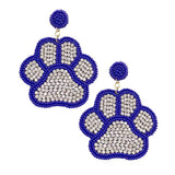 Felt Back Seed Beaded Trimmed Bling Paw Dangle Earrings - Madeline Love - Flyclothing LLC