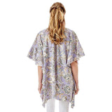 Floral Paisley Printed Ruffle Sleeves Cover Up Kimono Poncho - Madeline Love - Flyclothing LLC