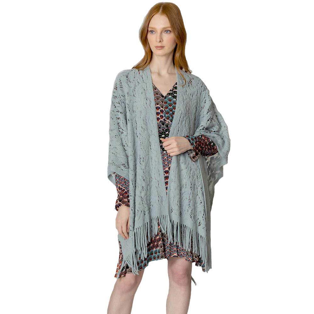 Floral Solid Crochet Ruana - Madeline Love - Flyclothing LLC