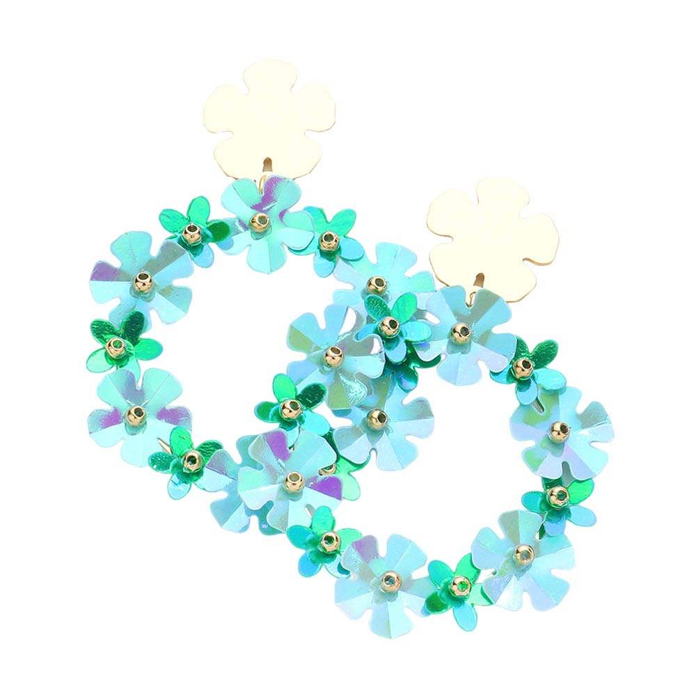 Flower Cluster Open Circle Dangle Earrings - Madeline Love - Flyclothing LLC