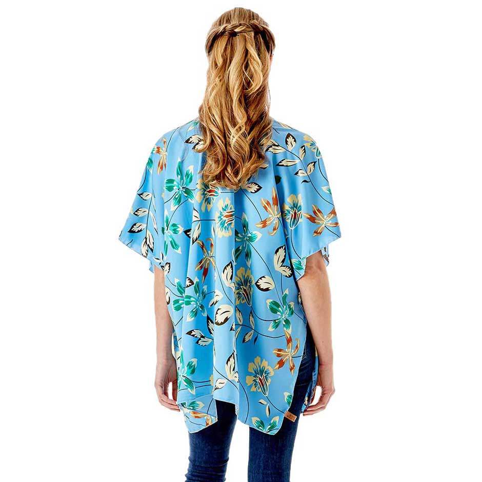 Flower Printed Cover Up Kimono Poncho - Madeline Love - Flyclothing LLC