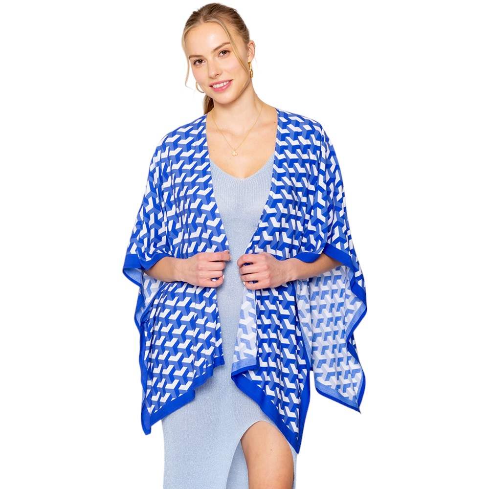 Geometric Pattern Print Ruana Poncho - Madeline Love - Flyclothing LLC