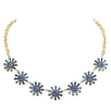 Glass Stone Embellished Flower Cluster Link Necklace - Madeline Love - Flyclothing LLC