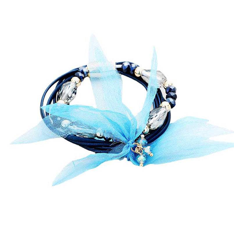 Multi Strand Cord Beaded Mesh Flower Magnetic Bracelet - Madeline Love - Flyclothing LLC