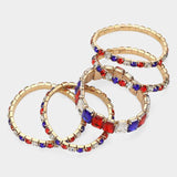 5PCS - Emerald Cut Round Stone Stretch Evening Bracelets - Madeline Love - Flyclothing LLC