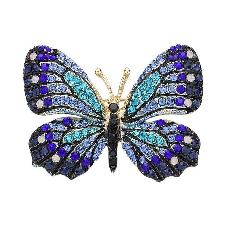 Rhinestone Pave Butterfly Pin Brooch - Madeline Love - Flyclothing LLC