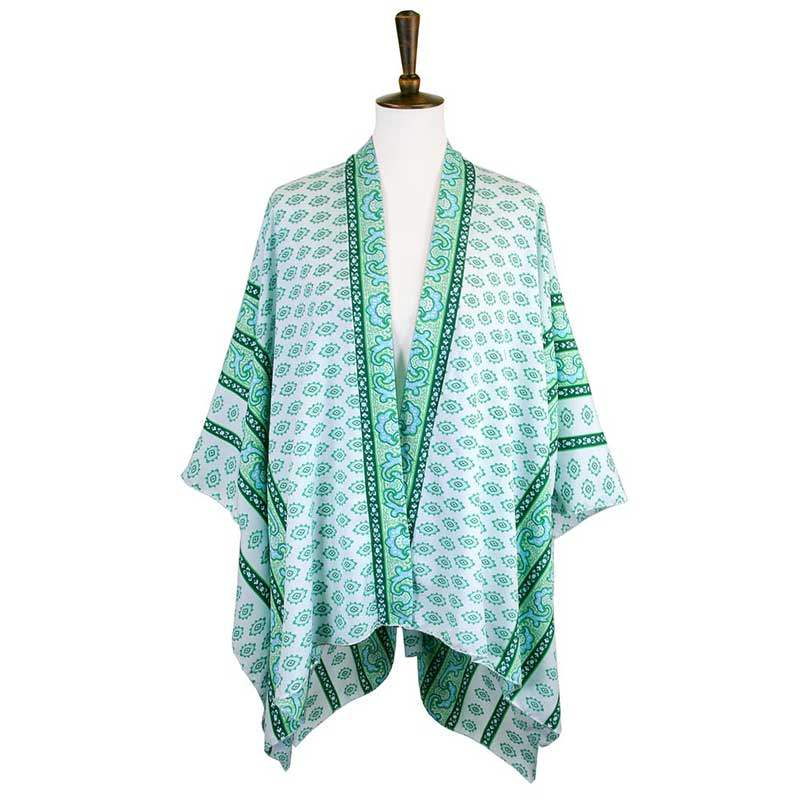 Greek Mati Mataki Printed Cover Up Kimono Poncho - Madeline Love - Flyclothing LLC