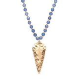 Hammered Metal Arrow Pendant Faceted Beads Long Necklace - Madeline Love - Flyclothing LLC