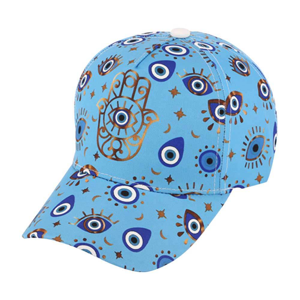 Hamsa Hand Pointed Evil Eye Pattern Printed Baseball Cap - Madeline Love - Flyclothing LLC