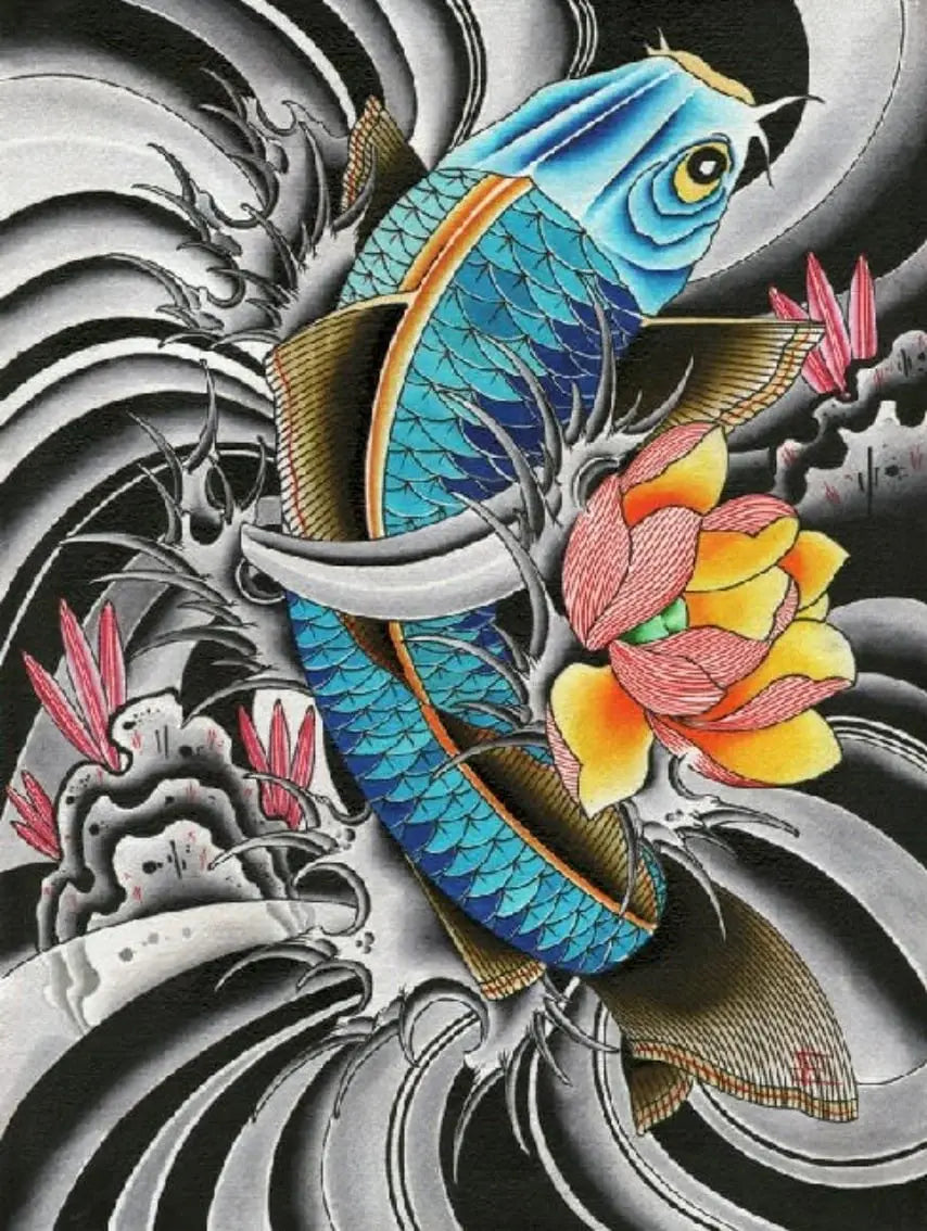 Black Market Art Company Blue Koi Print - Black Market Art Company - Flyclothing LLC
