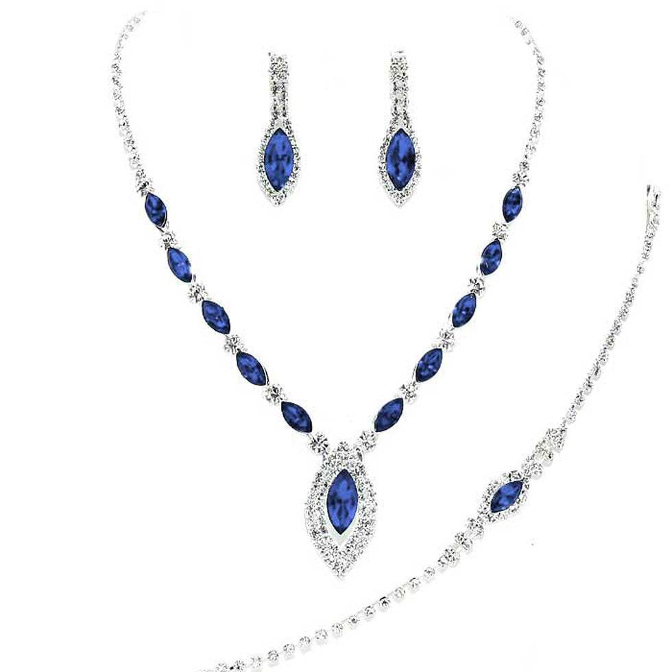 Marquise Rhinestone Necklace Jewelry Set - Madeline Love - Flyclothing LLC